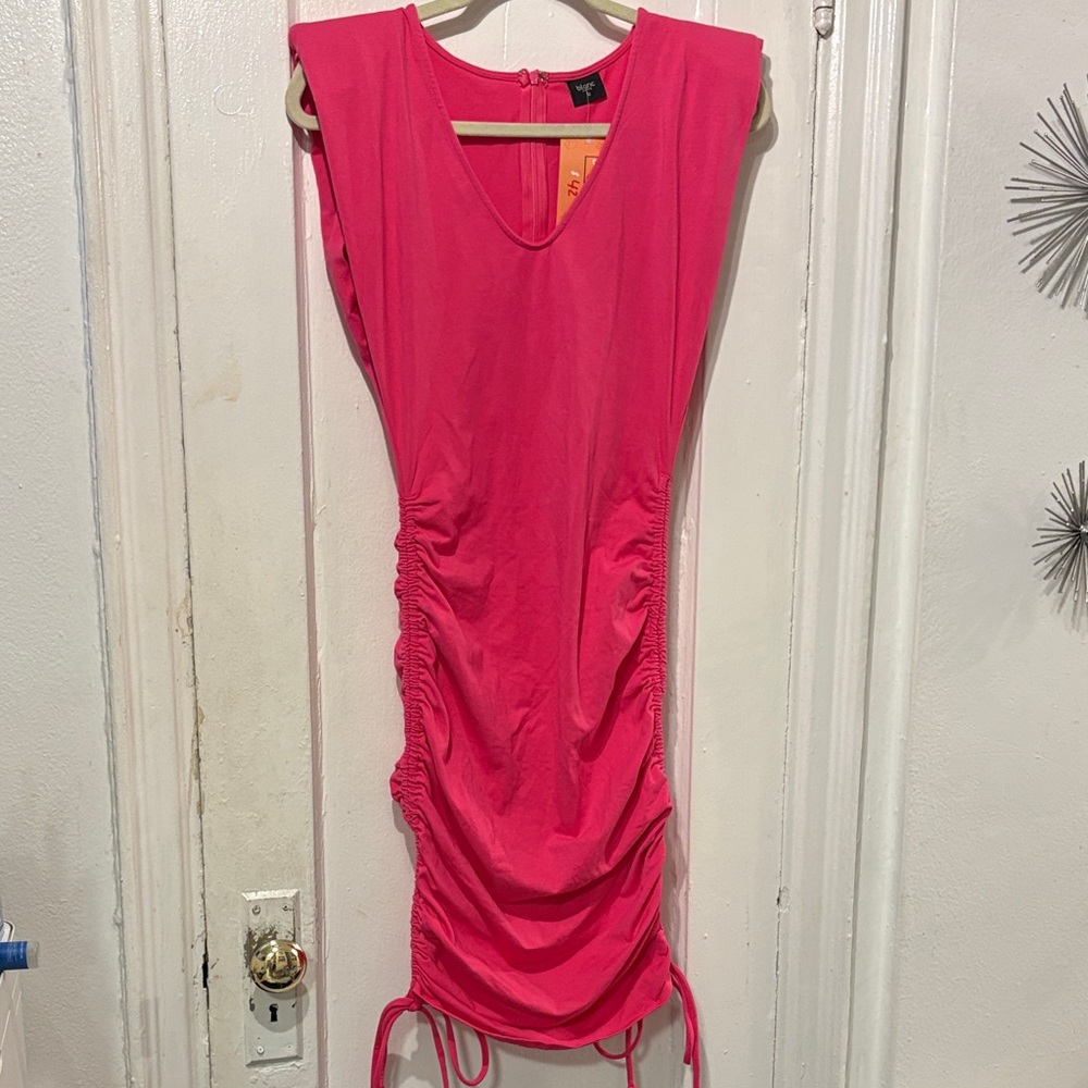 Women's Pink Ruched Mini Dress